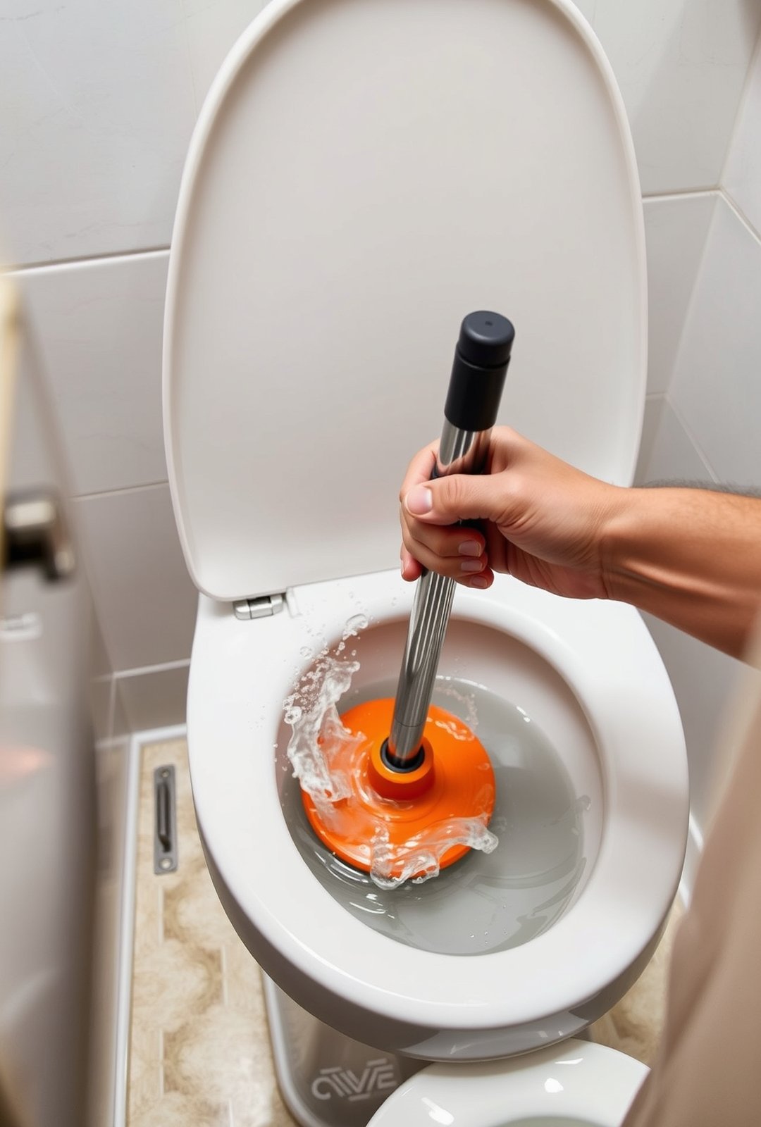 toilet plunger in action