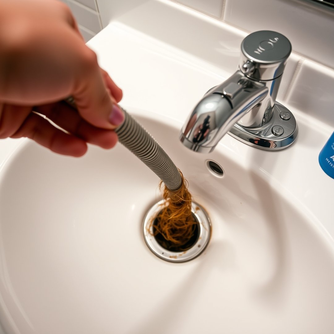 drain snake in action