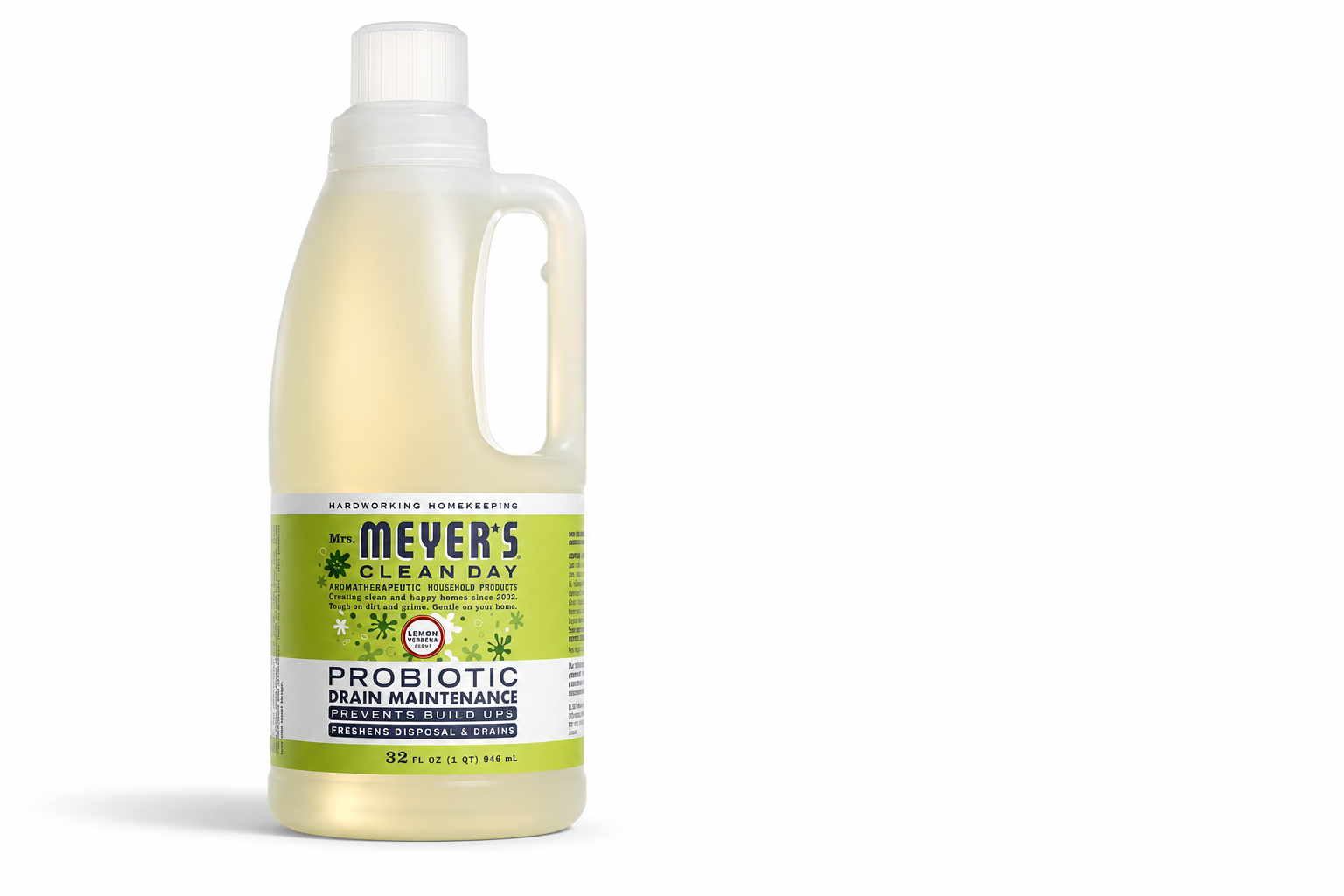 MRS. MEYER'S CLEAN DAY Probiotic Drain Maintenance Liquid, Lemon Verbena, Freshens Disposals and Drains